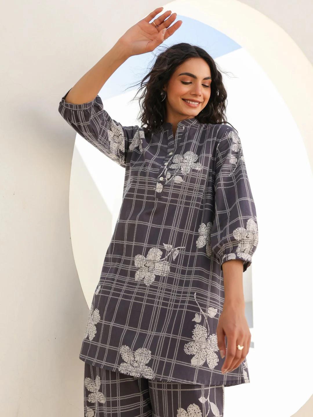 Grey Bloom Co-Ord Set